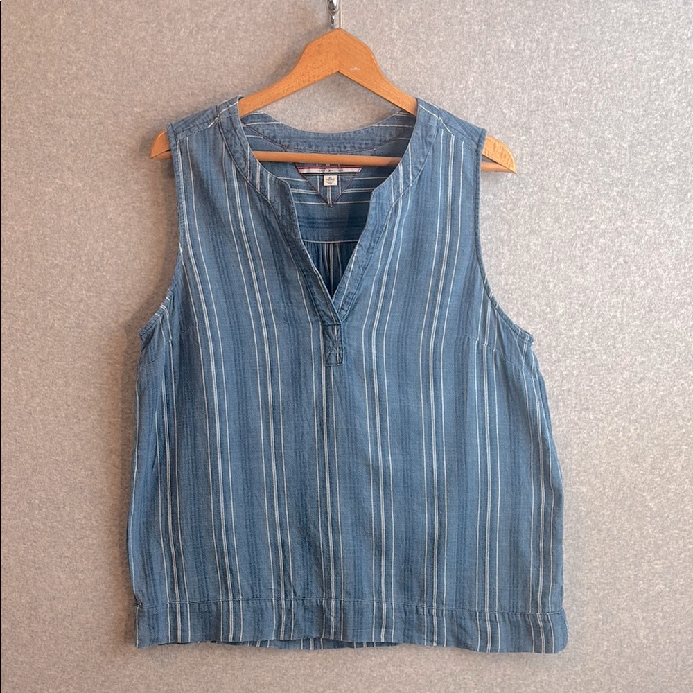 Tommy Hilfiger Lightweight Denim Blue Striped Sleeveless Top size XL